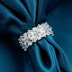 Simulated Diamond Ring in Silvertone (Size 5.0)