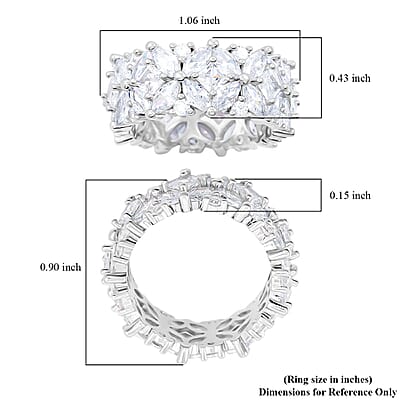 Simulated Diamond Ring in Silvertone (Size 5.0)