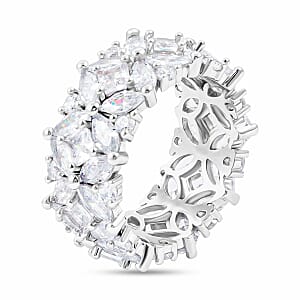 Simulated Diamond Ring in Silvertone (Size 7.0)