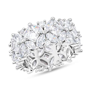 Simulated Diamond Ring in Silvertone (Size 8.0)