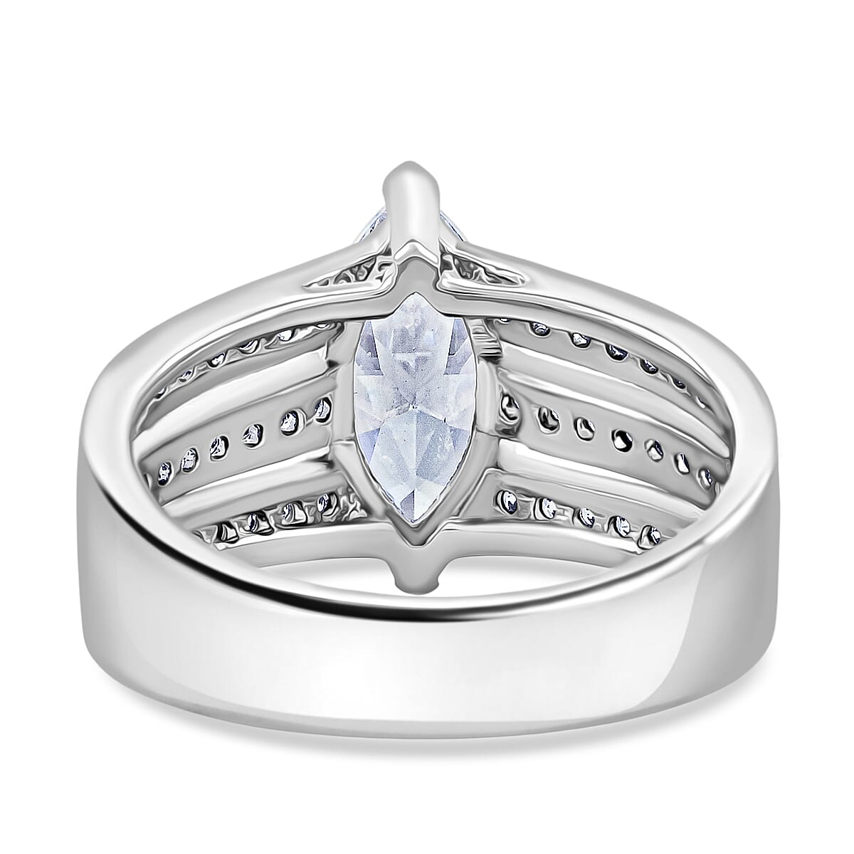 Simulated Diamond Ring in Silvertone (Size 8.0) image number 4