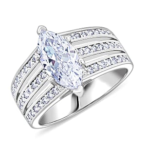 Simulated Diamond Ring in Silvertone (Size 9.0)