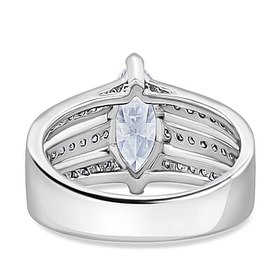 Simulated Diamond Ring in Silvertone (Size 9.0)