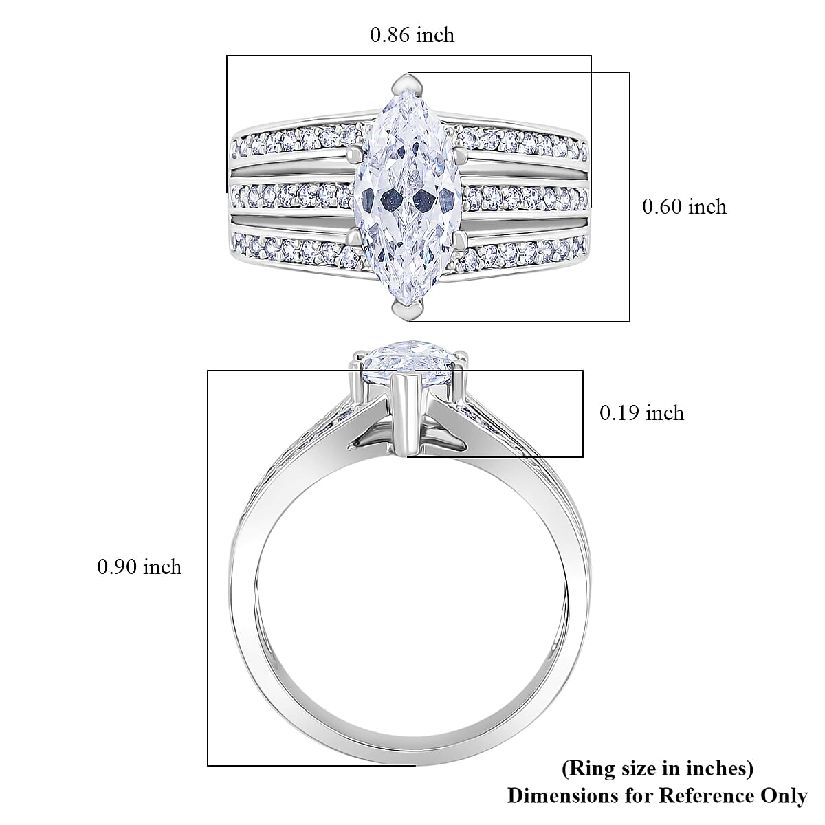 Simulated Diamond Ring in Silvertone (Size 9.0) image number 5