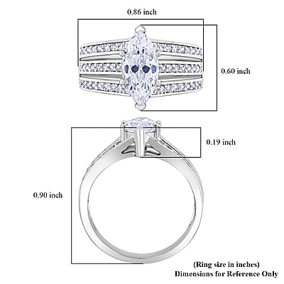 Simulated Diamond Ring in Silvertone (Size 9.0)