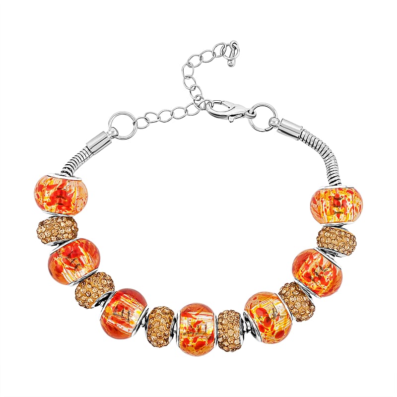 Simulated Orange Diamond Bracelet in Silvertone (7.50-9.50In)