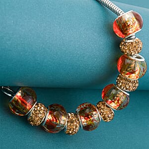 Simulated Orange Diamond Bracelet in Silvertone (7.50-9.50In)