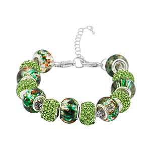 Simulated Green Diamond Bracelet in Silvertone (7.50-9.50In)