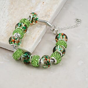 Simulated Green Diamond Bracelet in Silvertone (7.50-9.50In)