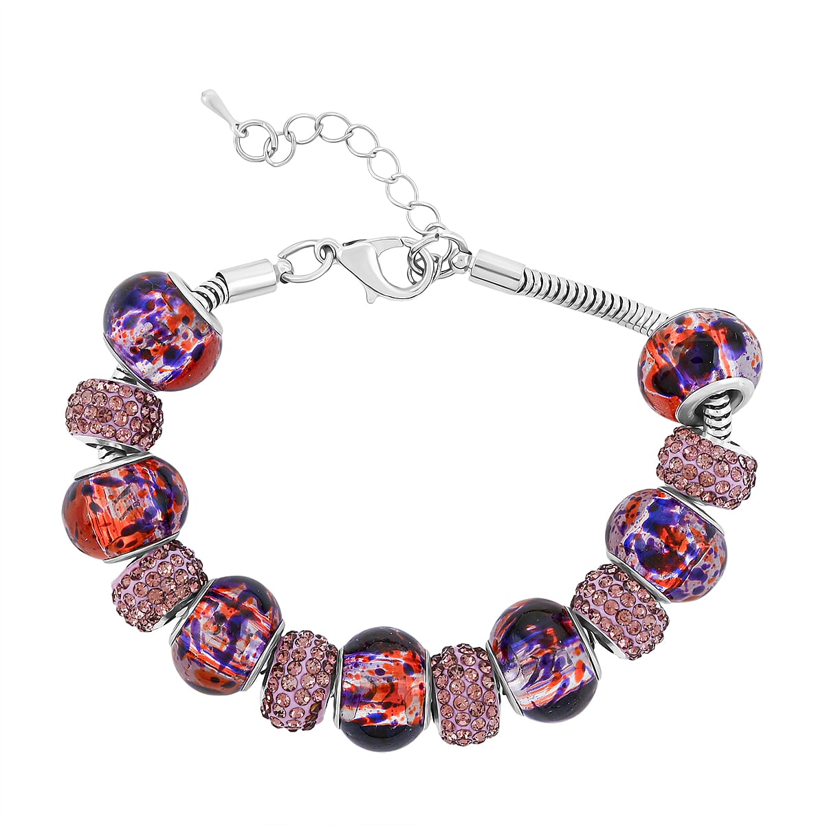 Simulated Multi Color Diamond Bracelet in Silvertone (7.50-9.50In) image number 0