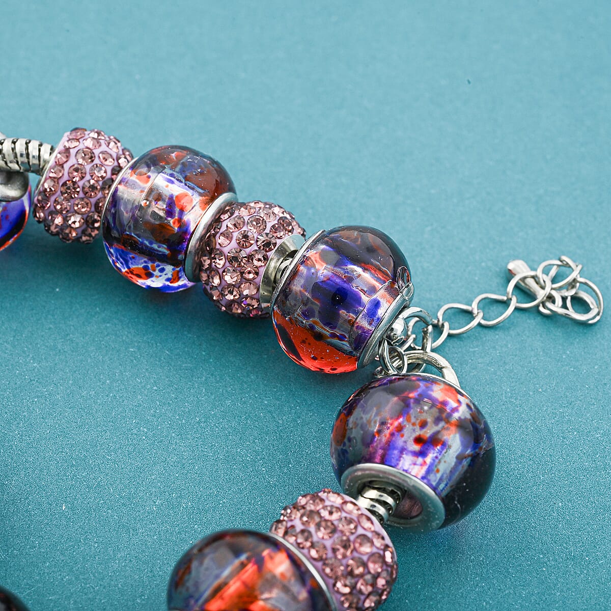 Simulated Multi Color Diamond Bracelet in Silvertone (7.50-9.50In) image number 1