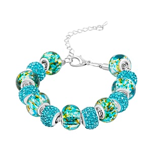 Simulated Blue Diamond Bracelet in Silvertone (7.50-9.50In)