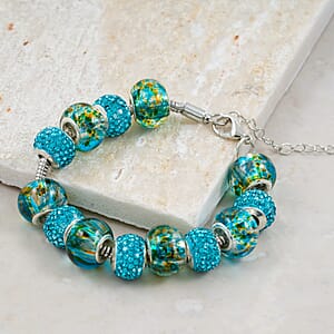 Simulated Blue Diamond Bracelet in Silvertone (7.50-9.50In)