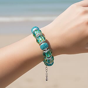 Simulated Blue Diamond Bracelet in Silvertone (7.50-9.50In)