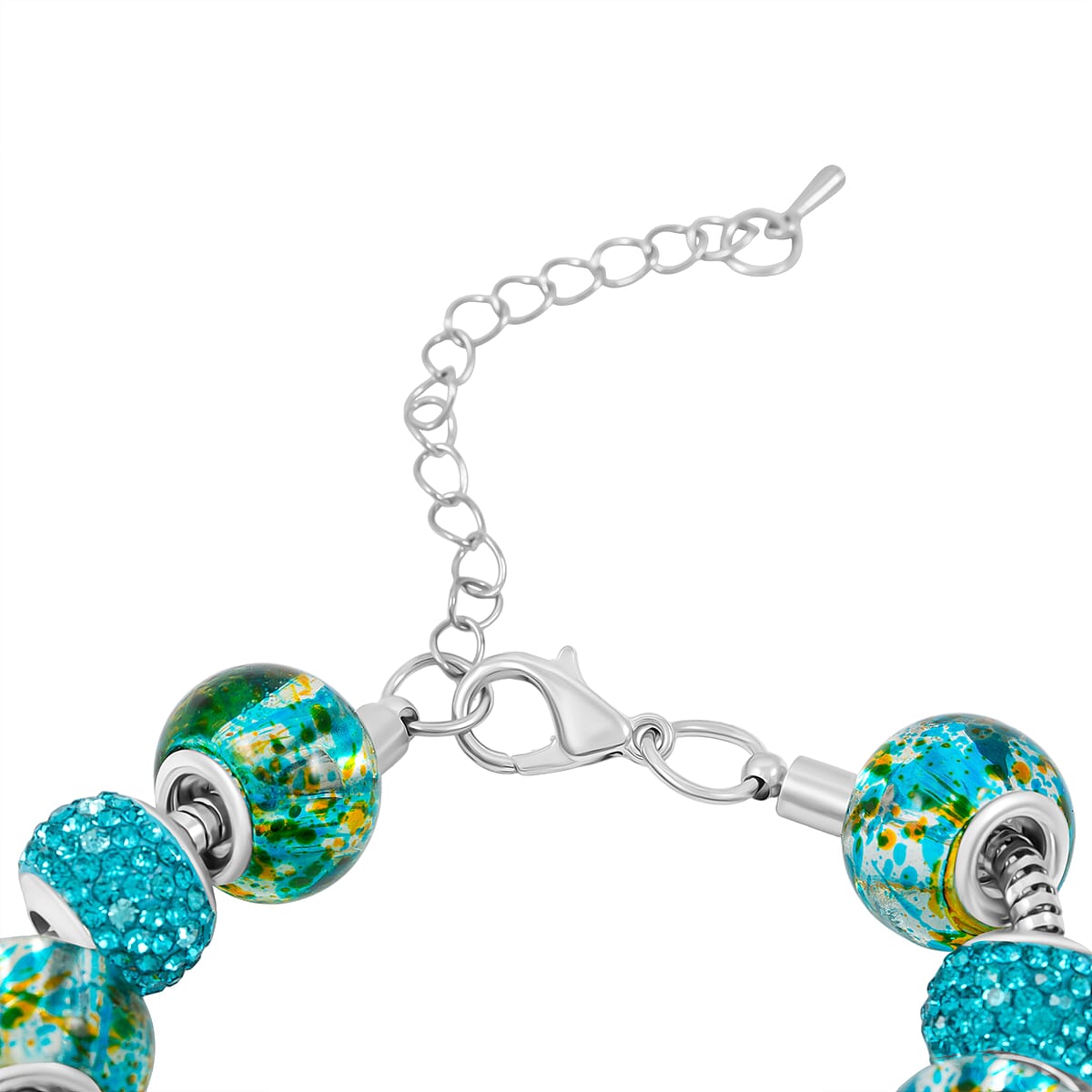 Simulated Blue Diamond Bracelet in Silvertone (7.50-9.50In) image number 3