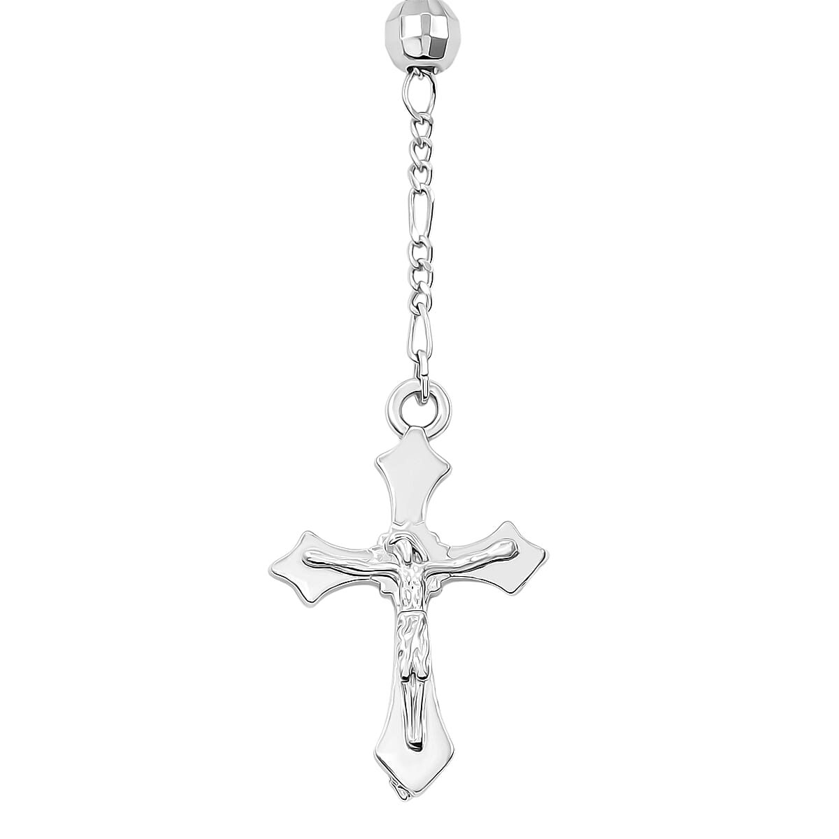 Rosary Chain Necklace in Silvertone 28 Inches image number 3