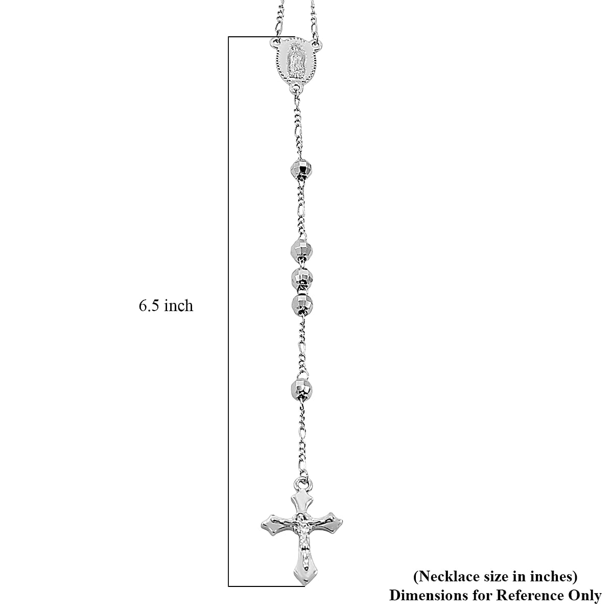 Rosary Chain Necklace in Silvertone 28 Inches image number 4
