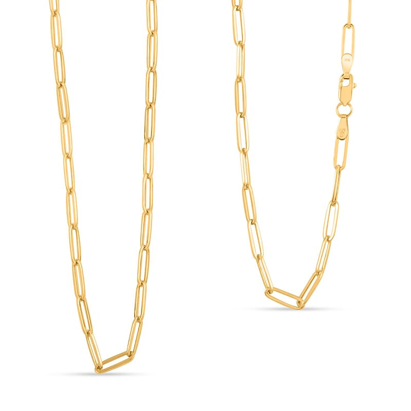 3mm Paperclip Chain Necklace in 14K Yellow Gold 2.75 Grams 22 Inches