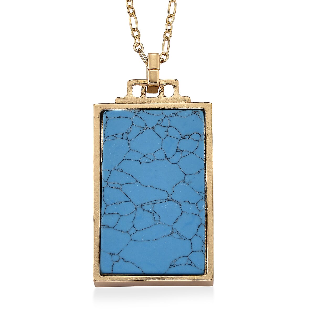 Blue Howlite, Multi Color Austrian Crystal Sun of Destiny Tarot Necklace in Goldtone 1.50 ctw (24 Inches)