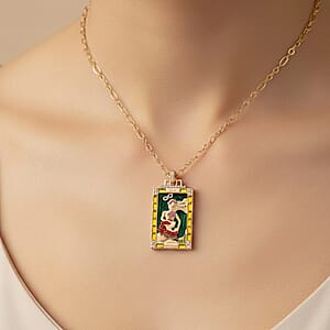 Lab Created Malachite, Multi Color Austrian Crystal Goddess of Serenity Tarot Necklace in Goldtone 1.50 ctw  (24 Inches)