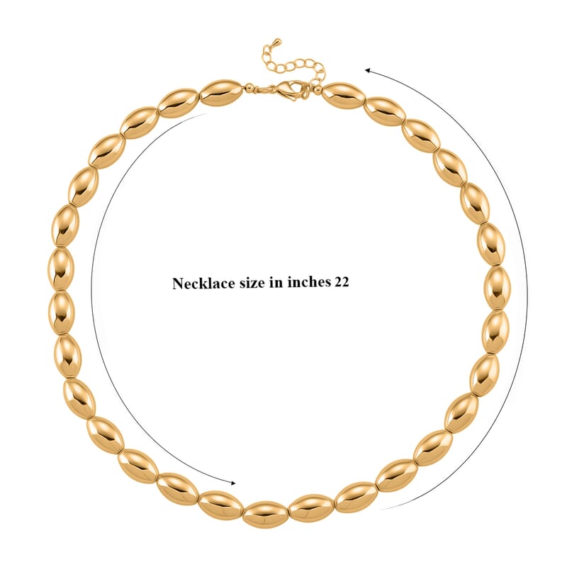 Beaded Chain Necklace in Goldtone 20-22 Inches