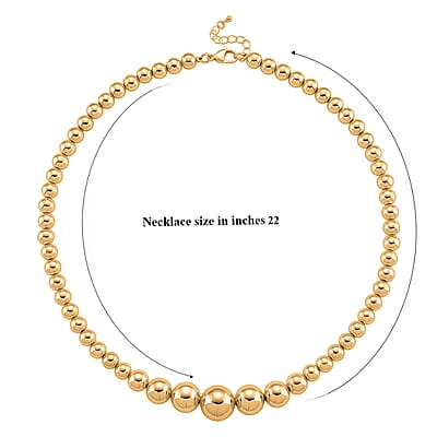 Round Shape Beaded Chain Necklace in Goldtone 20-22 Inches