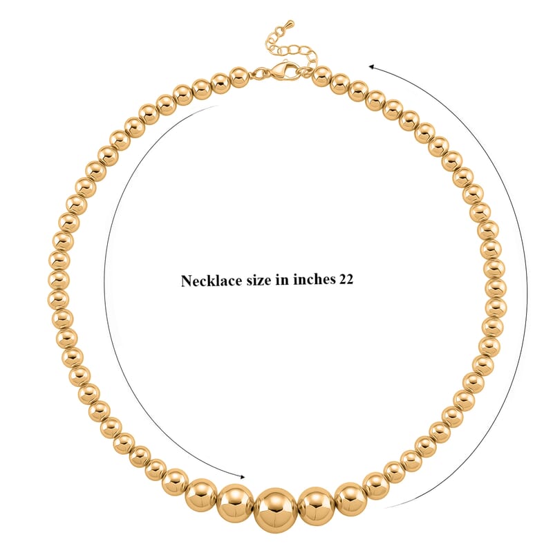 Round Shape Beaded Chain Necklace in Goldtone 20-22 Inches