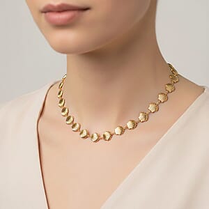 Doorbuster Shell Beaded Chain Necklace in Goldtone 20-22 Inches
