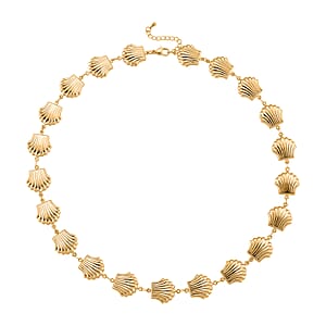 Doorbuster Shell Beaded Chain Necklace in Goldtone 20-22 Inches