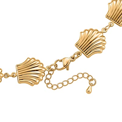 Shell Beaded Chain Necklace in Goldtone 20-22 Inches