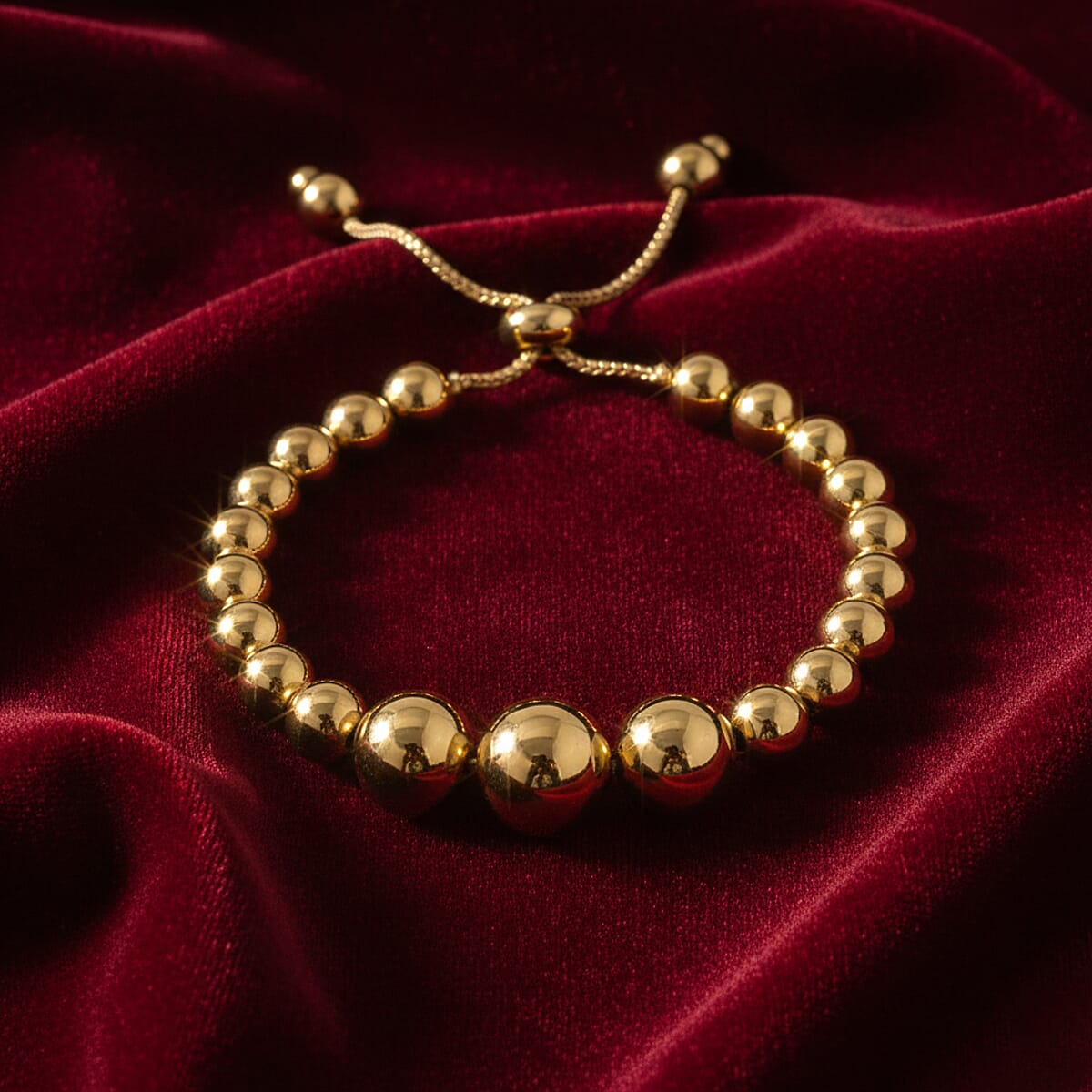 Doorbuster Round Shape Beaded Chain Bracelet in Goldtone (6-9In) image number 1