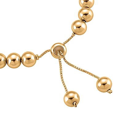  Round Shape Beaded Chain Bracelet in Goldtone (6-9In)