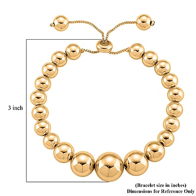  Round Shape Beaded Chain Bracelet in Goldtone (6-9In)