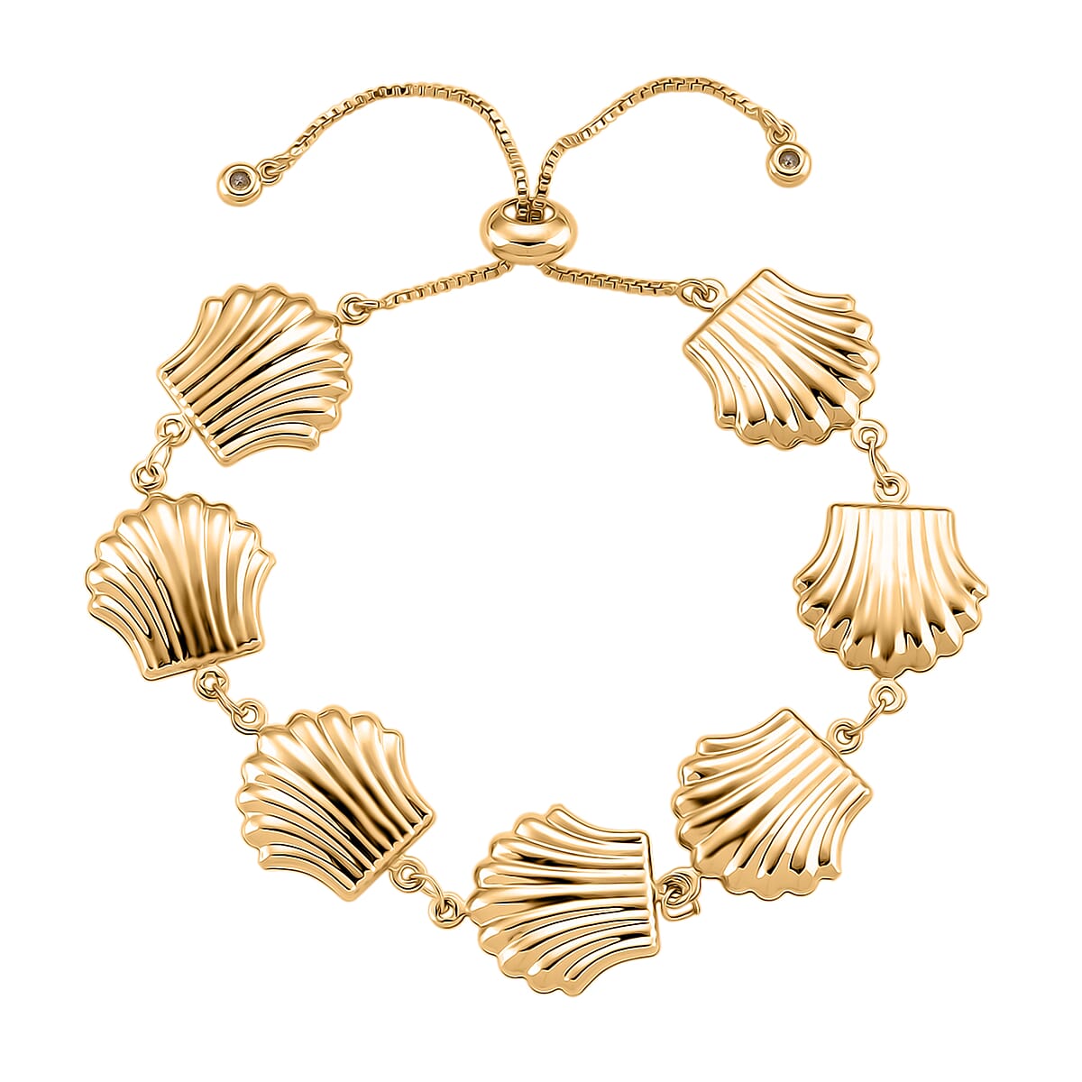 Doorbuster Shell Beaded Chain Bracelet in Goldtone (6.9In) image number 0