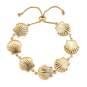 Doorbuster Shell Beaded Chain Bracelet in Goldtone (6.9In)