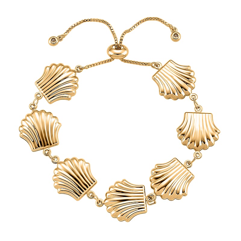  Shell Beaded Chain Bracelet in Goldtone (6.9In)
