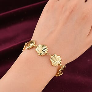 Doorbuster Shell Beaded Chain Bracelet in Goldtone (6.9In)