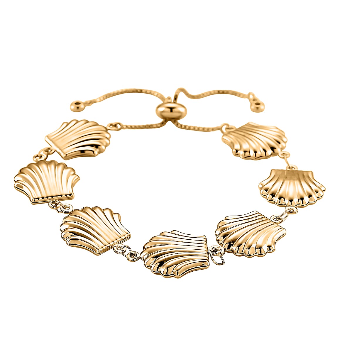 Doorbuster Shell Beaded Chain Bracelet in Goldtone (6.9In) image number 3