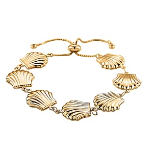 Doorbuster Shell Beaded Chain Bracelet in Goldtone (6.9In)