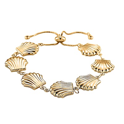  Shell Beaded Chain Bracelet in Goldtone (6.9In)