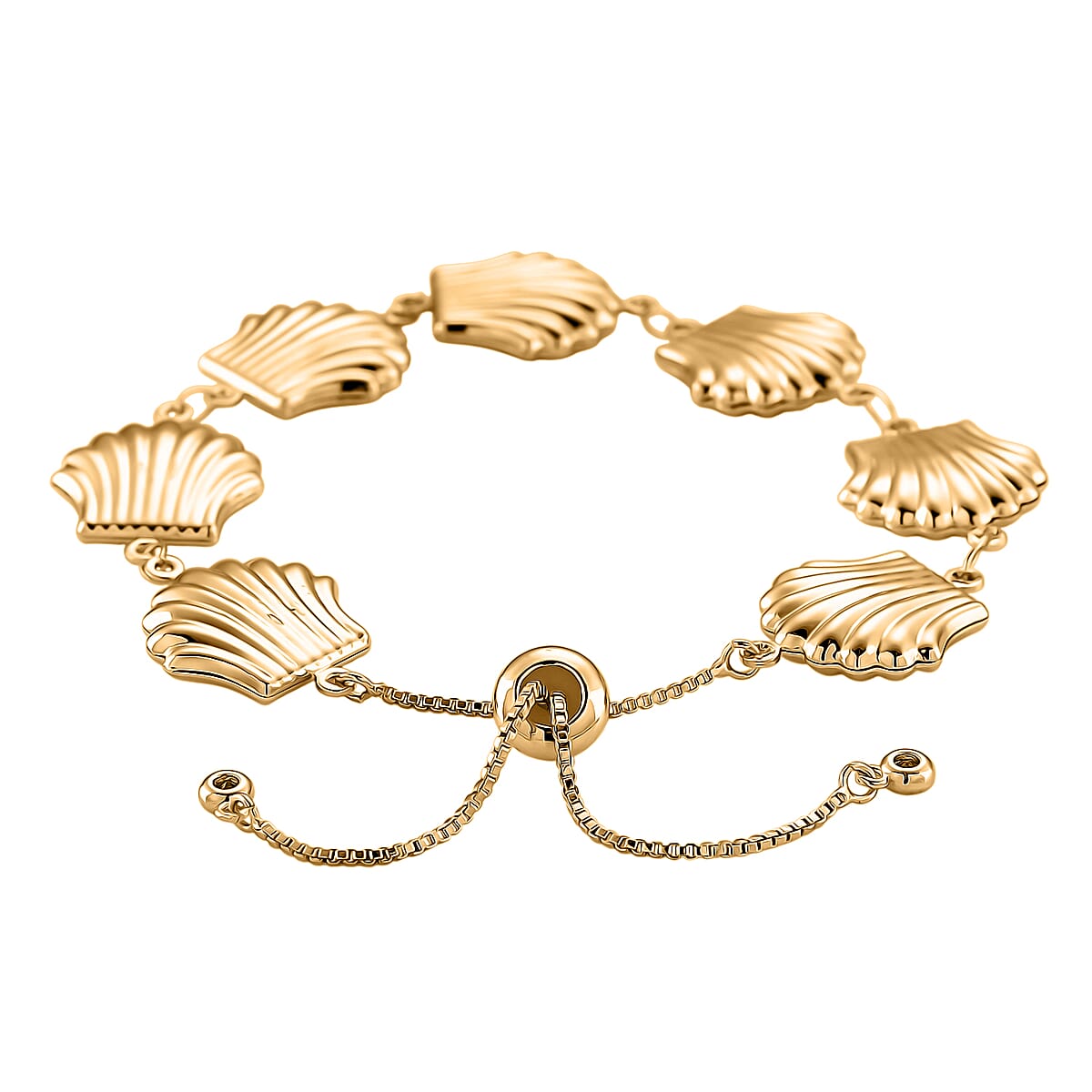 Doorbuster Shell Beaded Chain Bracelet in Goldtone (6.9In) image number 4