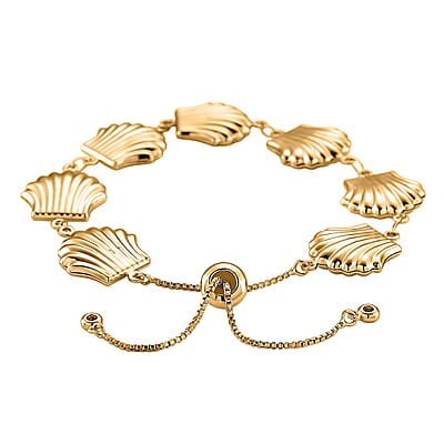  Shell Beaded Chain Bracelet in Goldtone (6.9In)