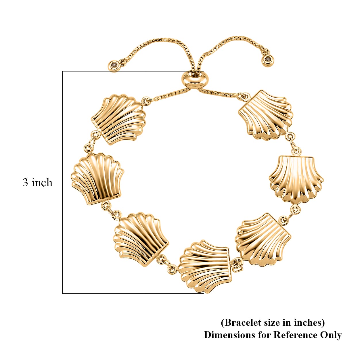 Doorbuster Shell Beaded Chain Bracelet in Goldtone (6.9In) image number 6