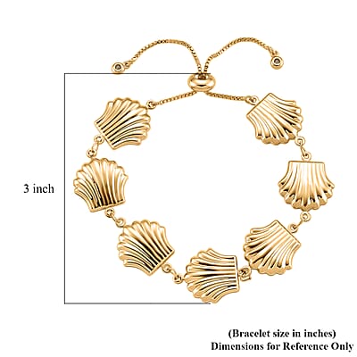  Shell Beaded Chain Bracelet in Goldtone (6.9In)