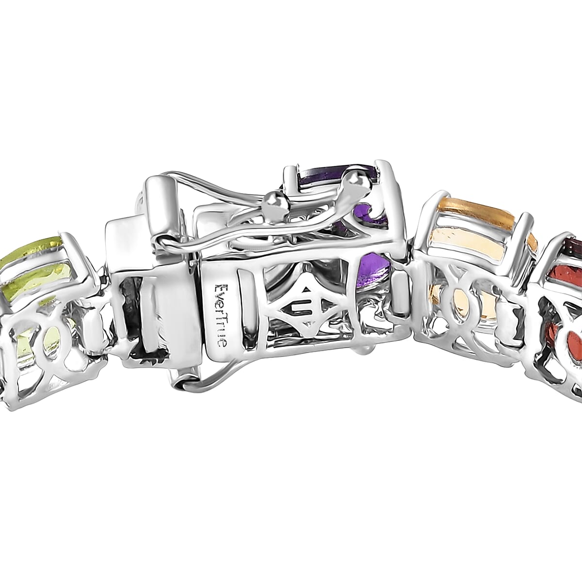 Doorbuster EverTrue Multi Gemstone 26.50 ctw Two Row Carpet Bracelet in Platinum Bond (7.25 In) image number 3