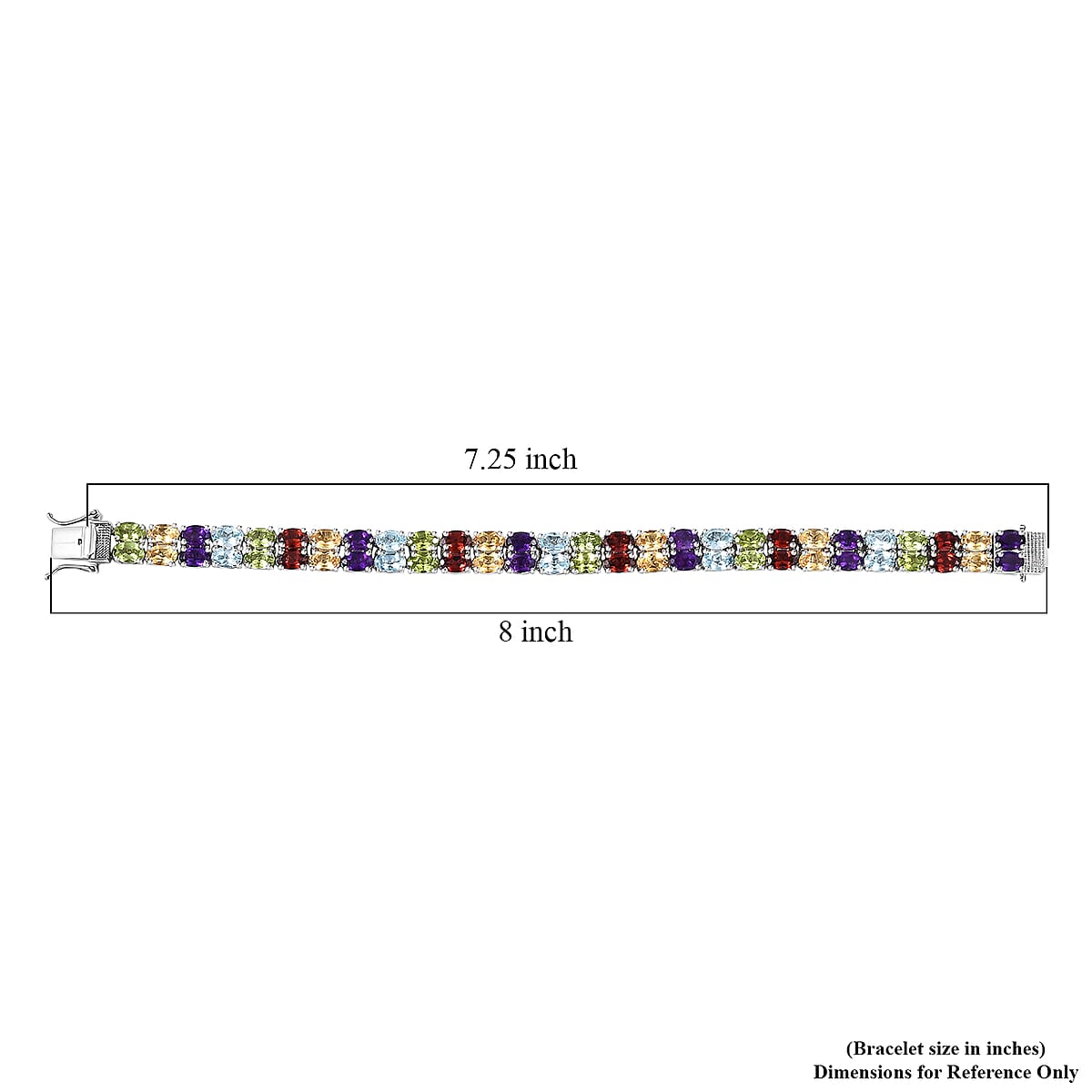 Doorbuster EverTrue Multi Gemstone 26.50 ctw Two Row Carpet Bracelet in Platinum Bond (7.25 In) image number 4