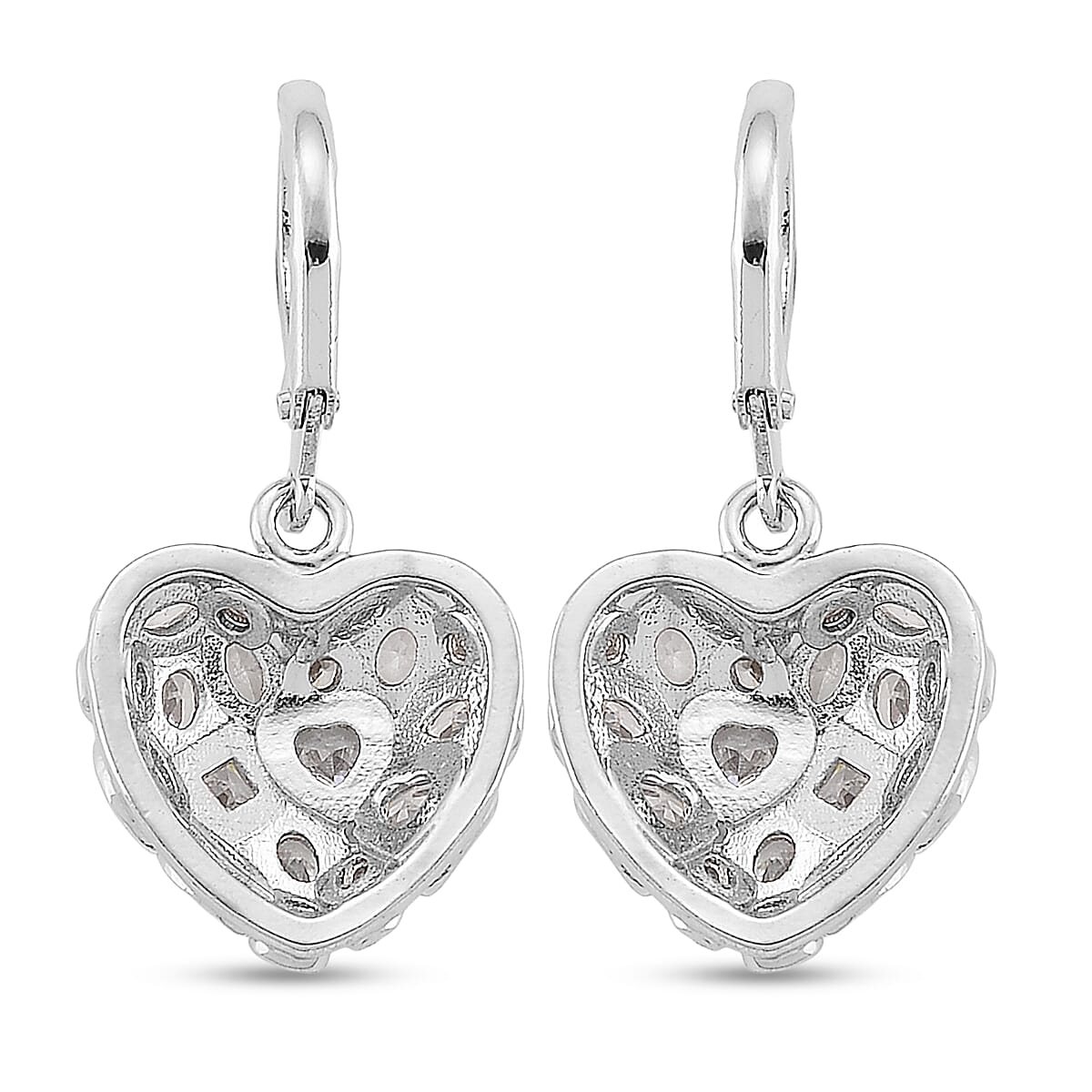 Simulated Diamond Heart Earrings in Silvertone