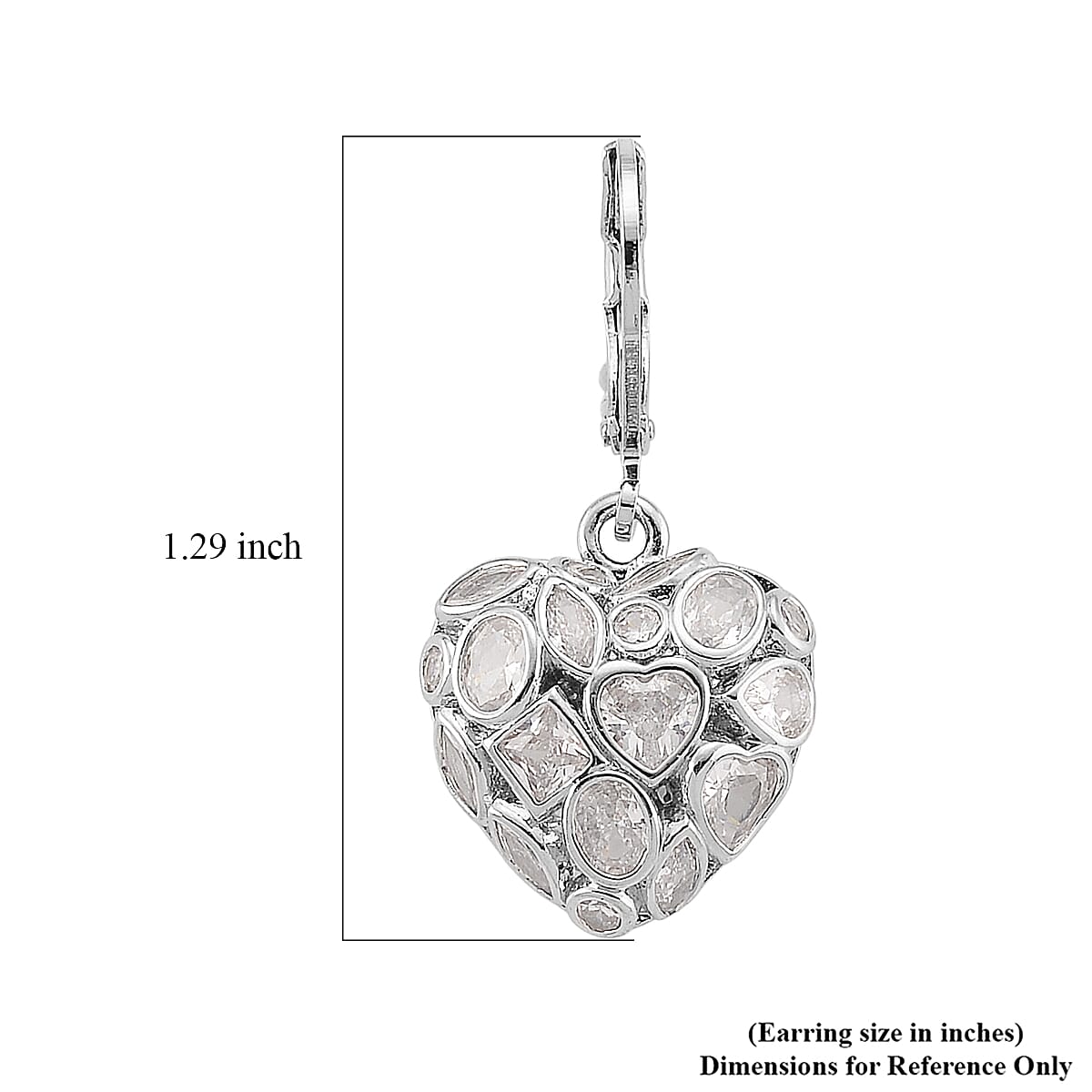 Simulated Diamond Heart Pendant Necklace (20-21.5 Inches) in Silvertone image number 5