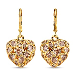 Simulated Diamond Heart Earrings in Goldtone