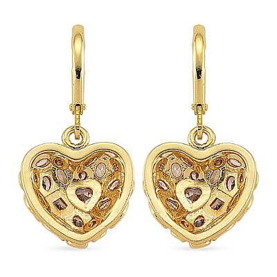 Simulated Diamond Heart Earrings in Goldtone